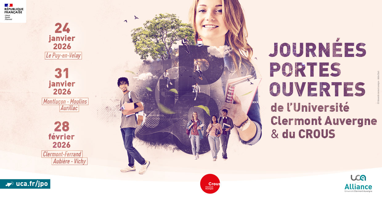 Annonce de la Journée Portes Ouvertes 2026 de l’IUT du Puy-en-Velay le samedi 24 janvier 2026, de 9h à 17h, avec découverte du BUT Informatique appliqué à l’image numériqu